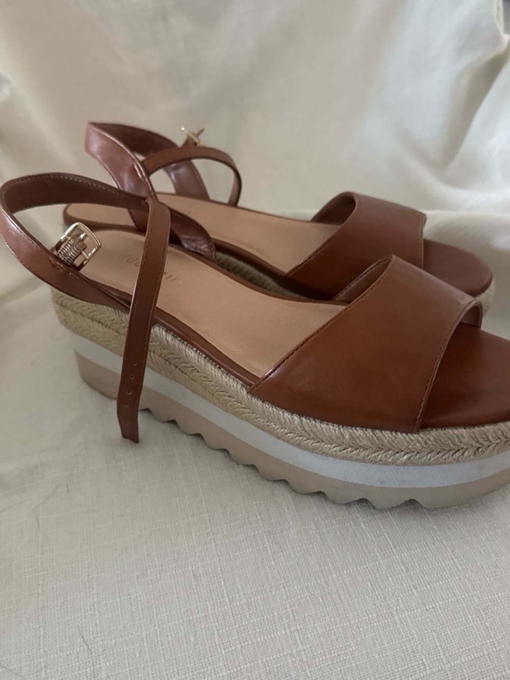 Madden Girl Brown Platform Espadrille Slingback Sandals